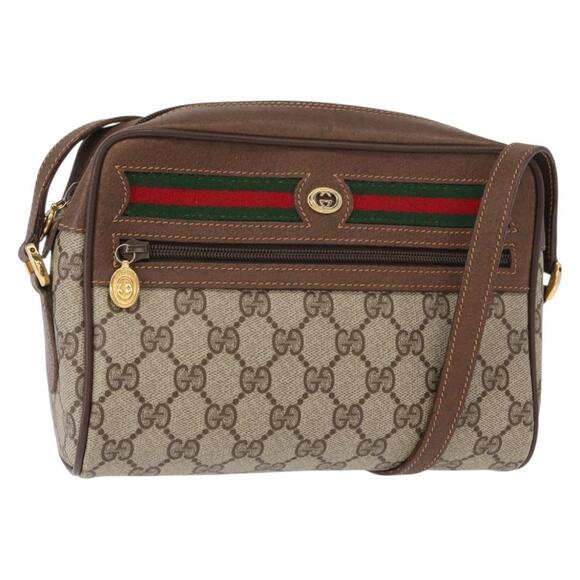 GUCCI GG Supreme Web Sherry Line Bag PVC Beige Red 119 02 087 Auth 152569 - Picture 1 of 16